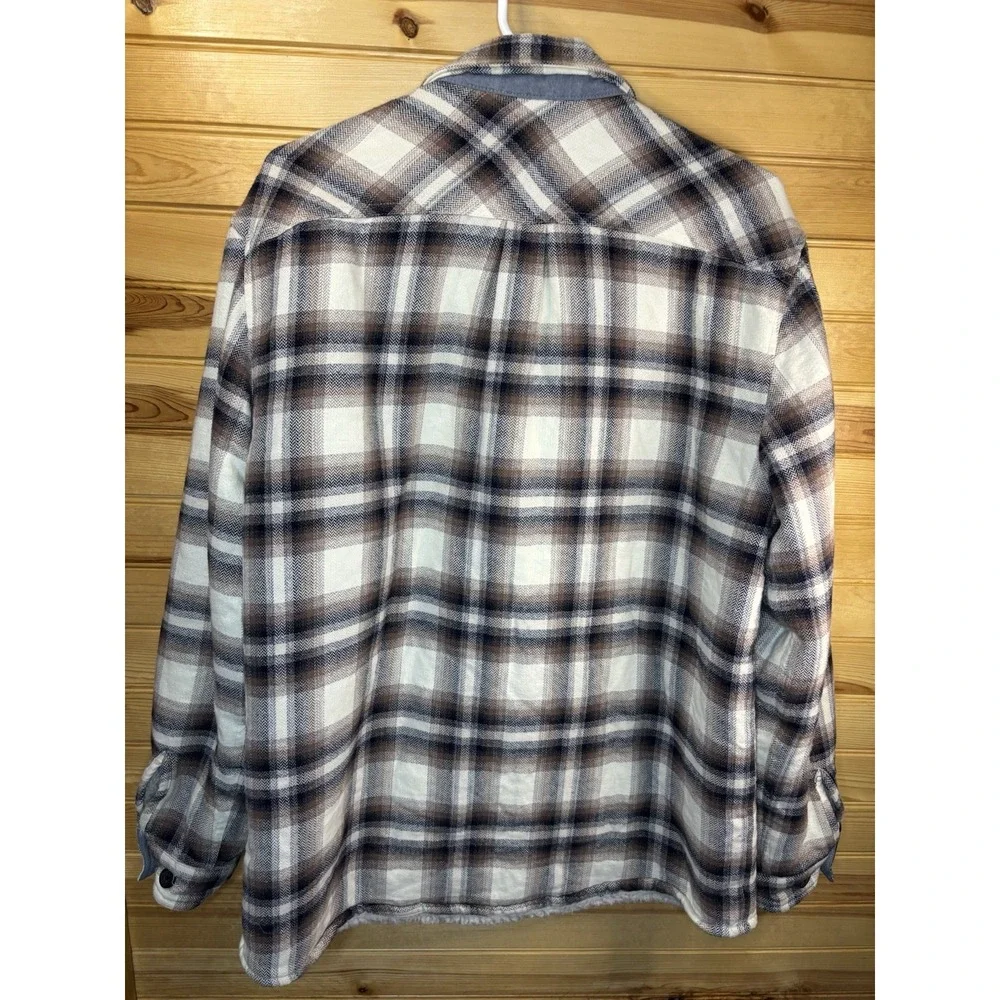 Carbon 2 Cobalt Fleece Lined Blue Plaid Button Up Jac-Shirt Shacket‎ Medium Tall